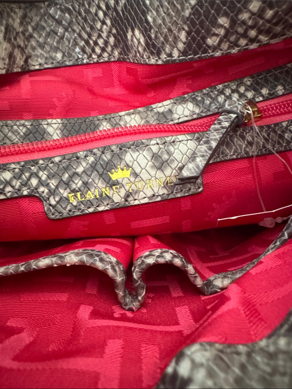 Elaine Turner Jax Leather Snake Print Bag NWT - Picture 9 of 11